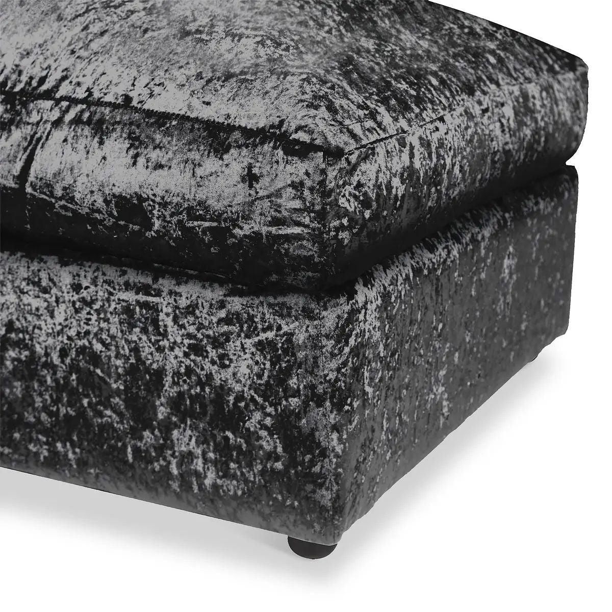 Roseland Grade B Furniture Tamara Black Crushed Velvet Footstool RRP £220