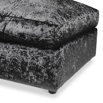 Roseland Grade B Furniture Tamara Black Crushed Velvet Footstool RRP £220