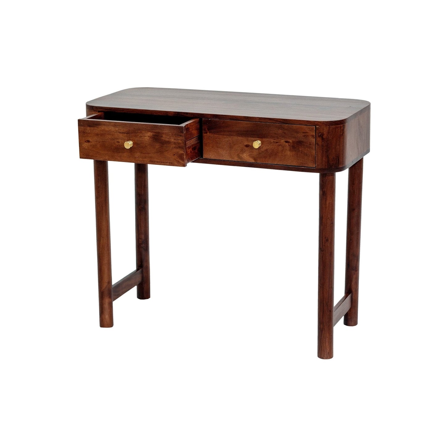 DUS-CC2-03938 Grade-B Dusk Avery Acacia Wood Dressing Table Console - Walnut RRP £249.00