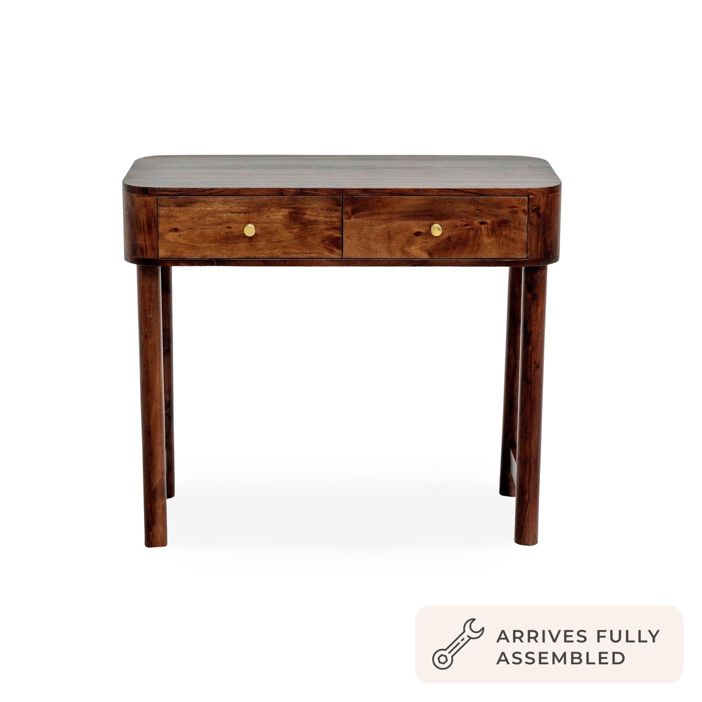 DUS-CC2-03938 Grade-B Dusk Avery Acacia Wood Dressing Table Console - Walnut RRP £249.00