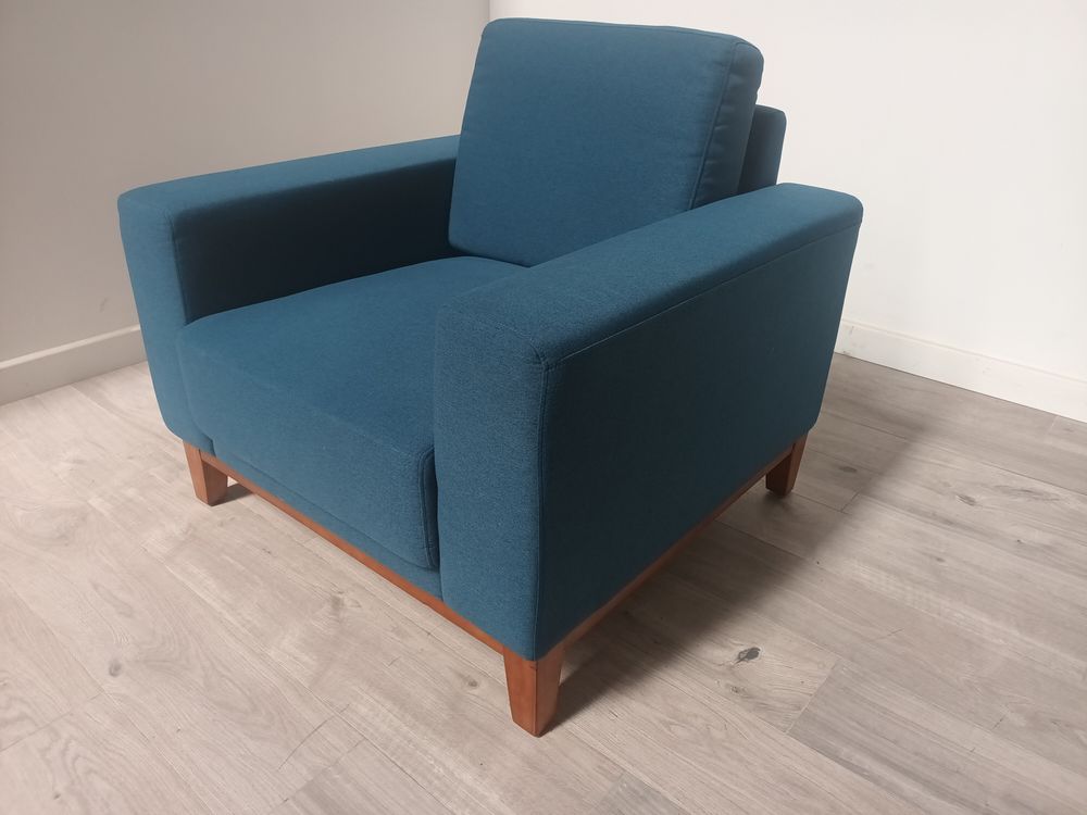  Febonic Grade B Living Esha Cool Blue Fabric Armchair RRP £400
