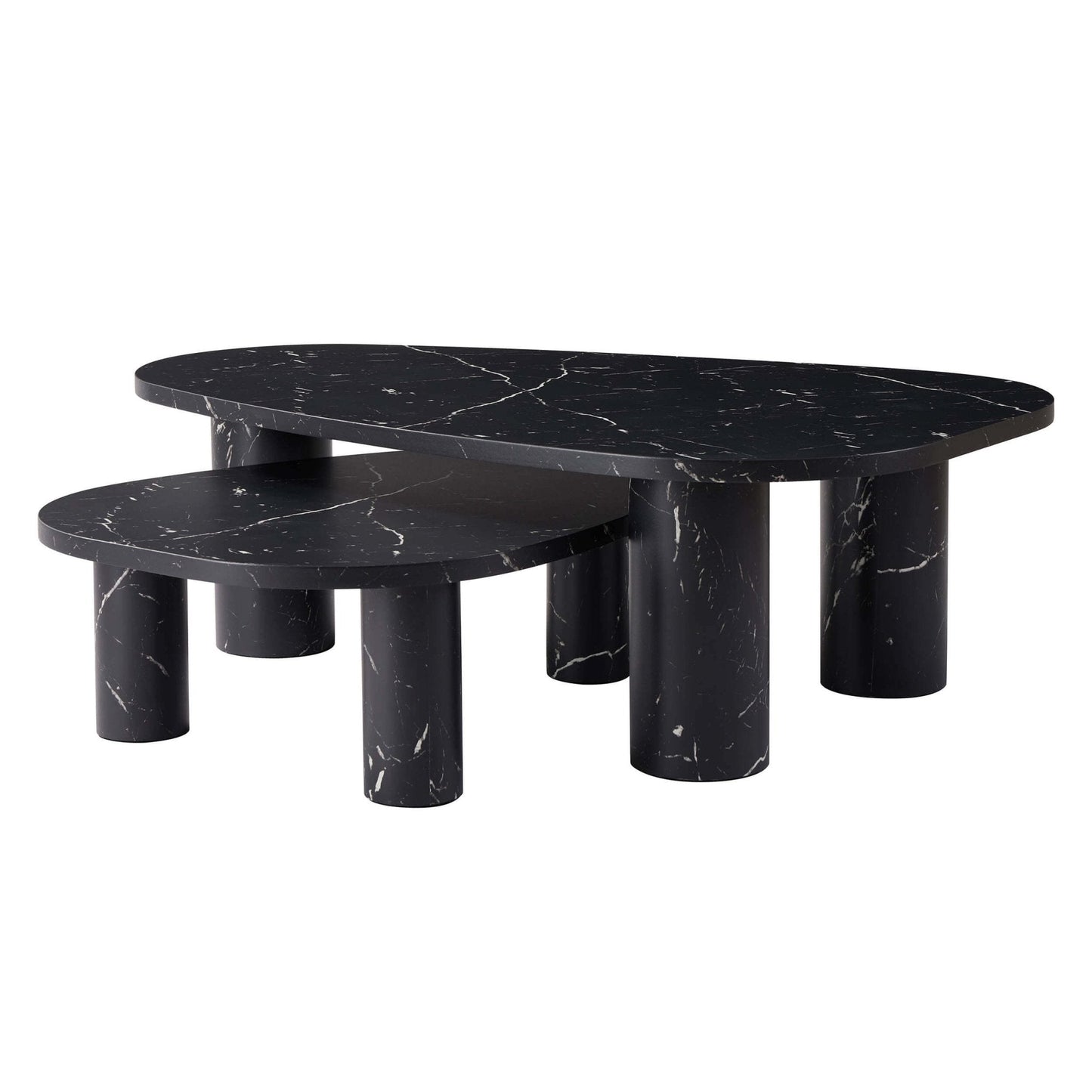 DUS-CC2-07249 Grade-B Dusk Azra Nesting Coffee Tables - Black Marble Effect RRP £199.99