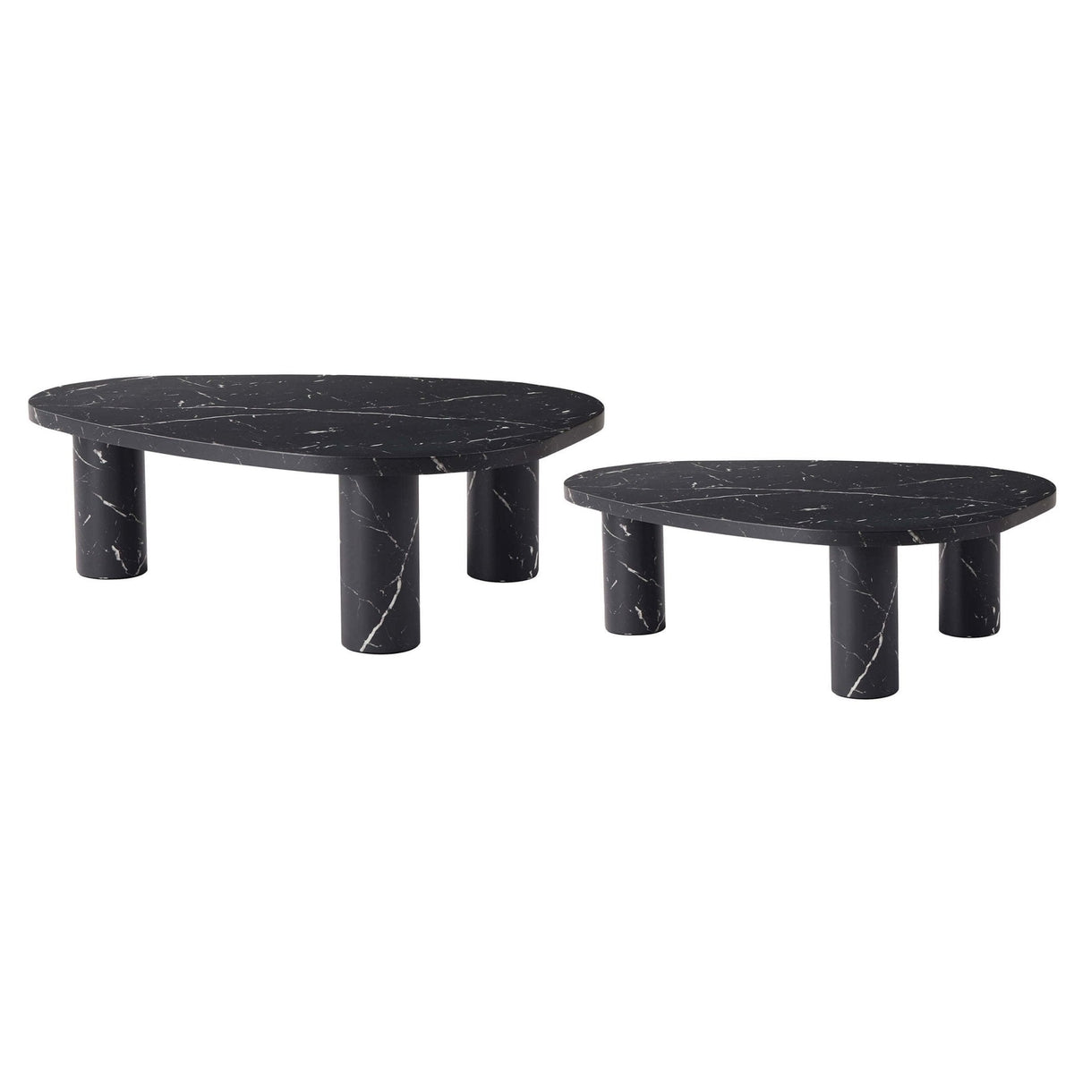 DUS-CC2-07249 Grade-B Dusk Azra Nesting Coffee Tables - Black Marble Effect RRP £199.99