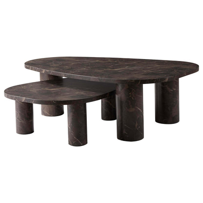 DUS-CC2-04035 Grade-C1 Dusk Azra Nesting Coffee Tables - Brown Marble Effect RRP £199.00