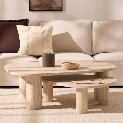 DUS-CC2-06232 Grade-B Dusk Azra Nesting Coffee Tables - Travertine Marble Effect RRP £199.00