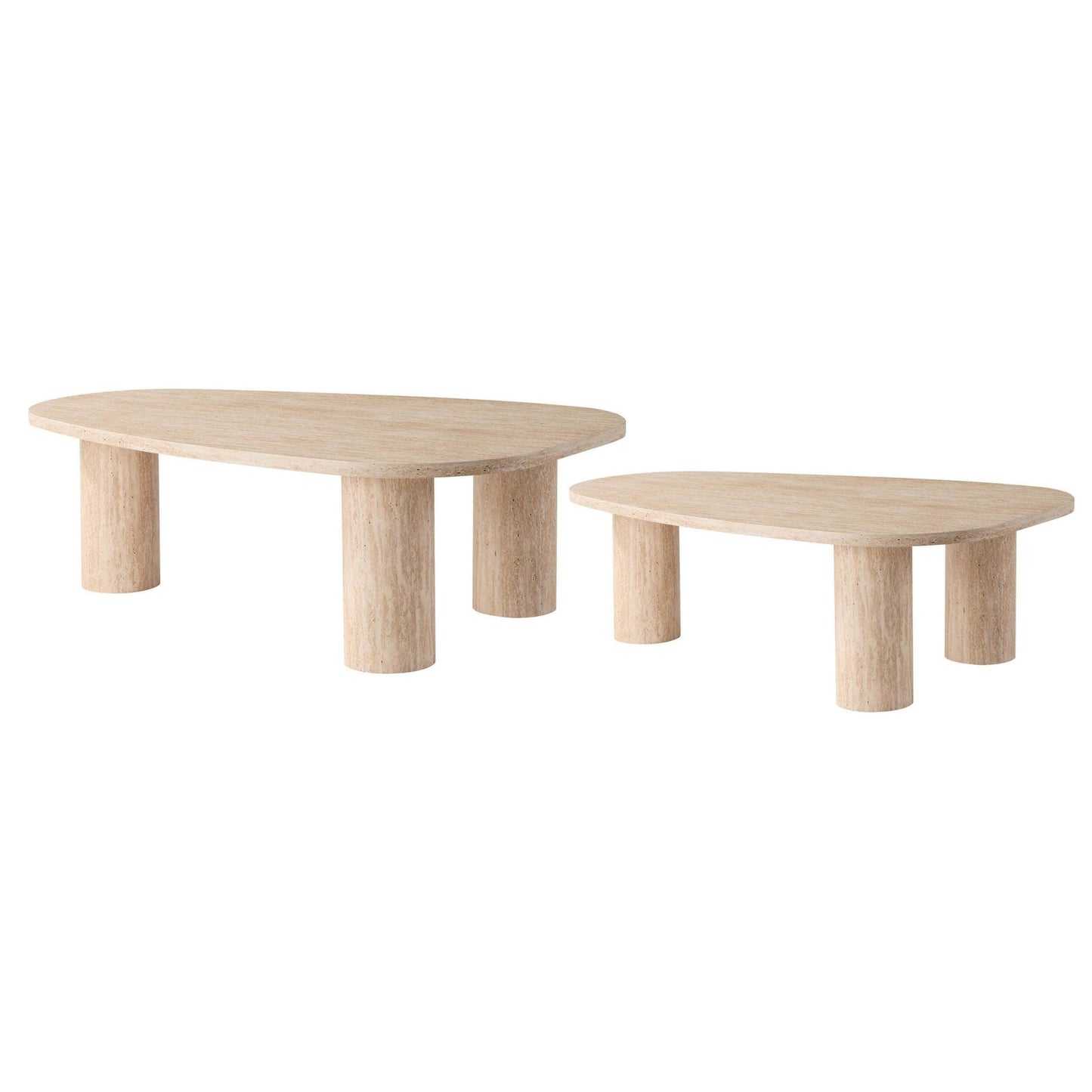 DUS-CC2-06232 Grade-B Dusk Azra Nesting Coffee Tables - Travertine Marble Effect RRP £199.00