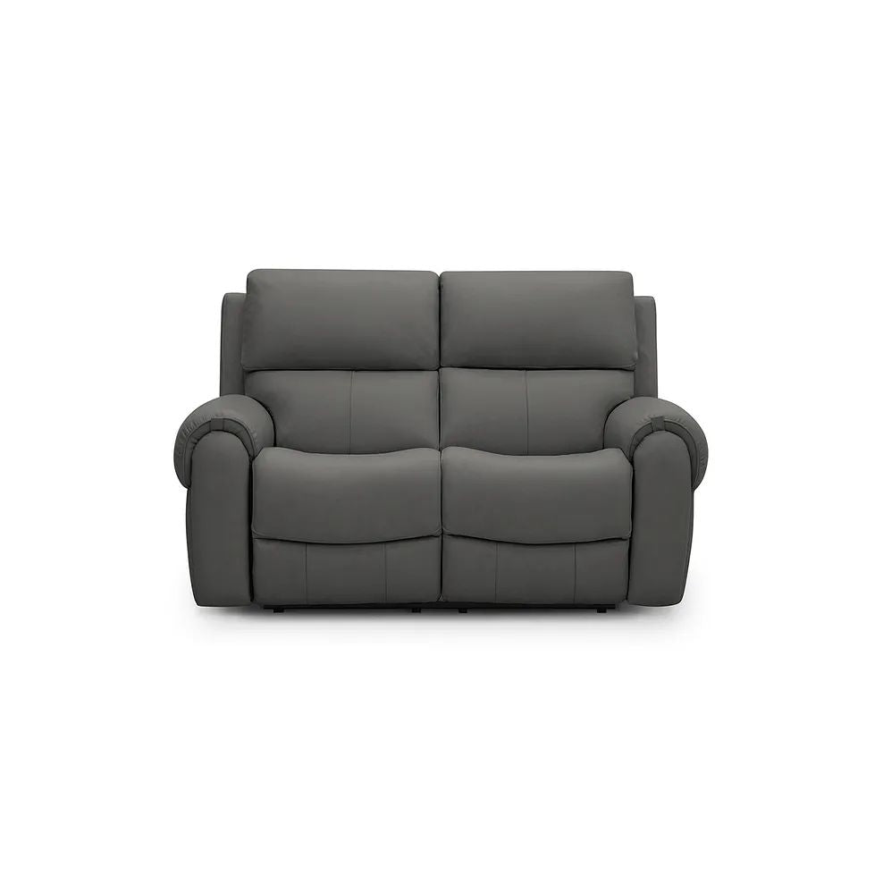  Oak Furnitureland Grade B Ezra Grey Leather 2 Seater Electric Recliner Sofa RRP £1900