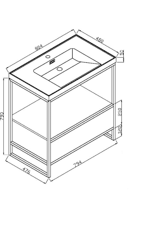 Scudo Boho Grade A 800mm Basin with Floorstanding Black Frame RRP £630