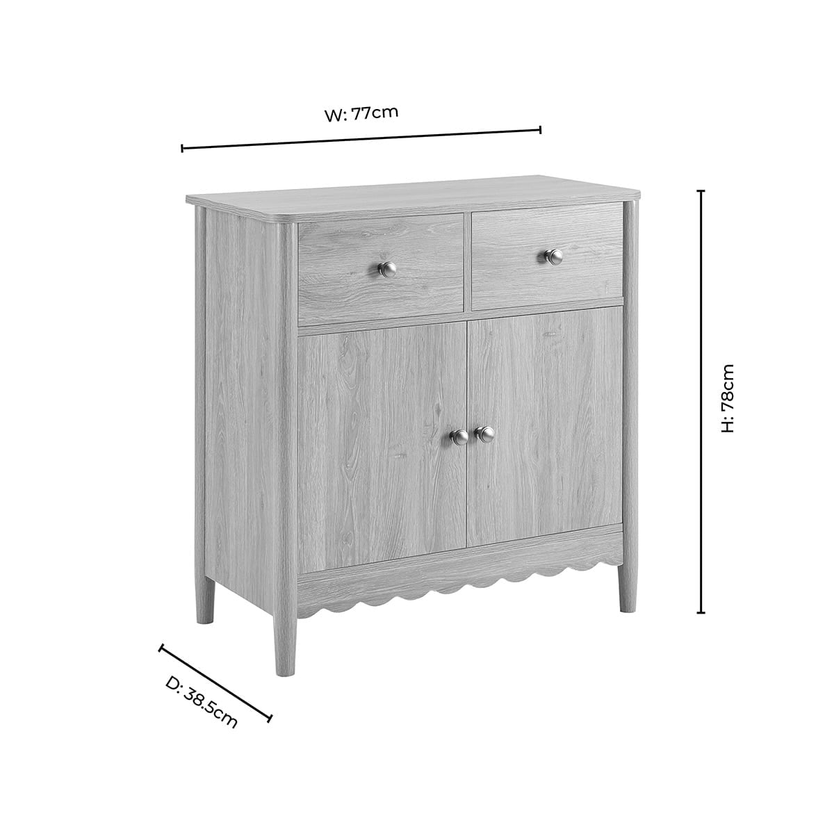 DUS-CC2-05187 Grade-B Dusk Betty 2 Door Sideboard with Drawers - Taupe RRP £199.00