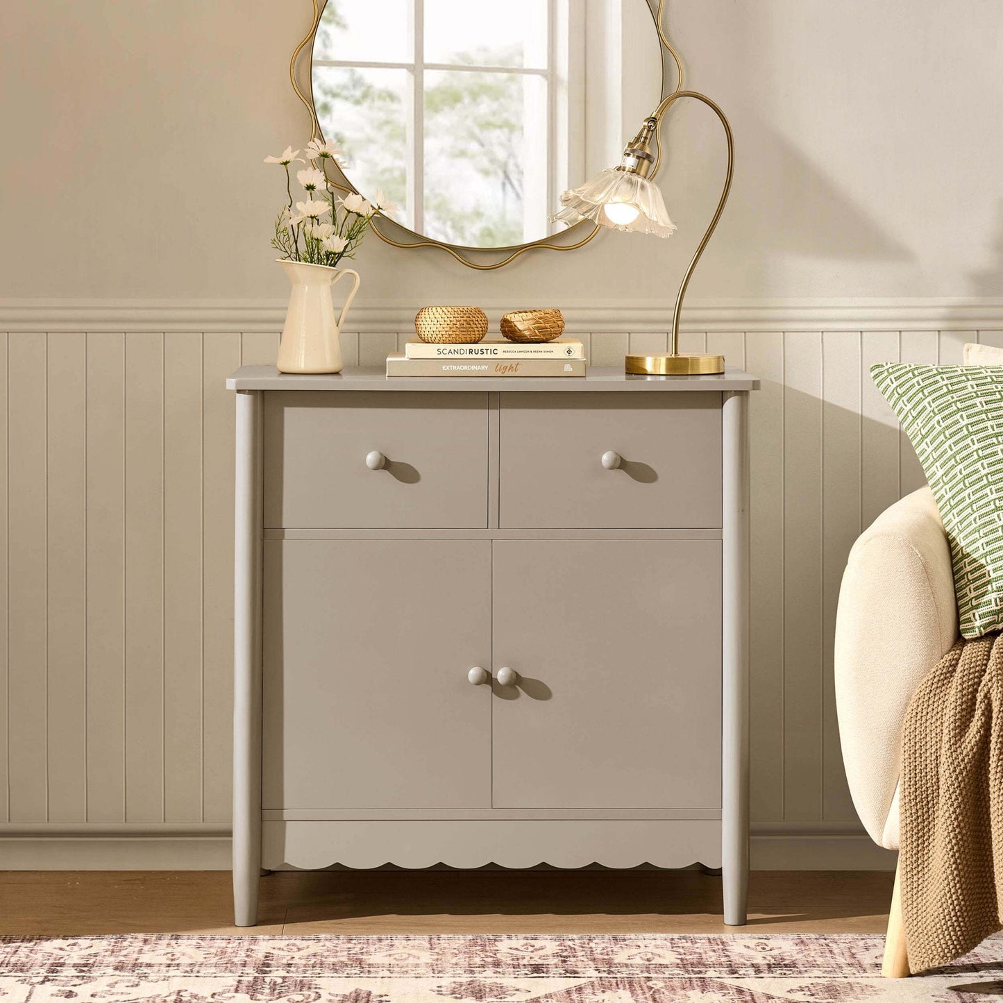DUS-CC2-05187 Grade-B Dusk Betty 2 Door Sideboard with Drawers - Taupe RRP £199.00