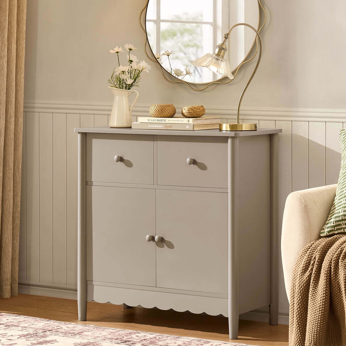 DUS-CC2-05187 Grade-B Dusk Betty 2 Door Sideboard with Drawers - Taupe RRP £199.00