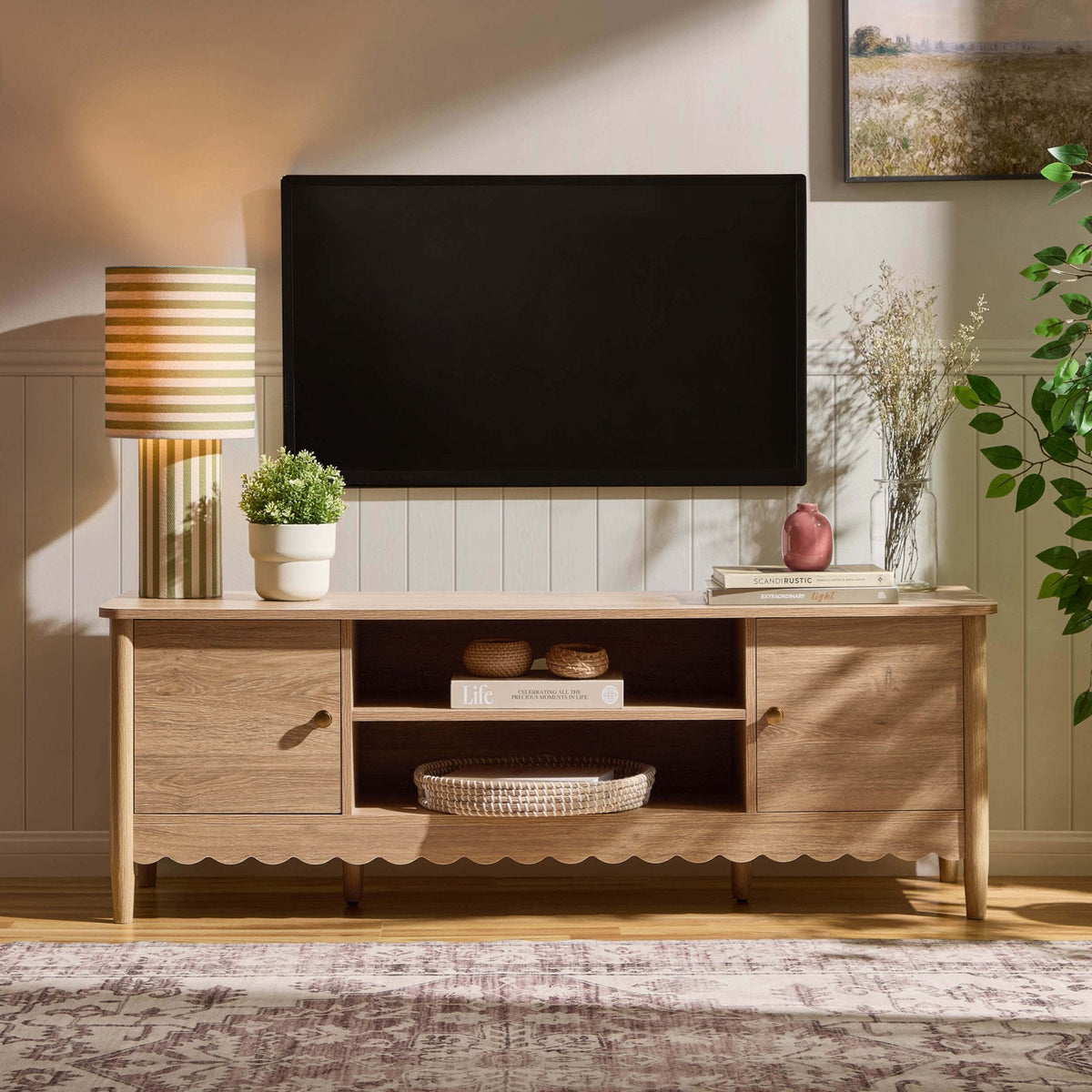 DUS-CC2-06001 Grade-B Dusk Betty Tv Unit - Light Wood RRP £151.00