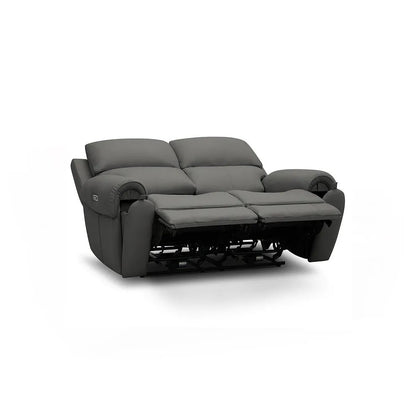  Oak Furnitureland Grade B Ezra Grey Leather 2 Seater Electric Recliner Sofa RRP £1900