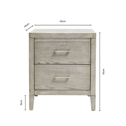 DUS-CC2-00609 Grade-C2 Dusk Blair 2 Drawer Bedside Table - Ash RRP £94.00