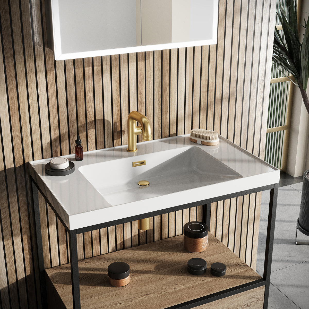 Scudo Boho Grade A 800mm Basin with Floorstanding Black Frame RRP £630