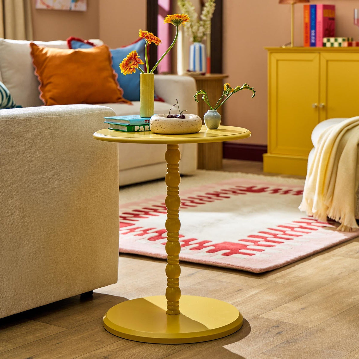 DUS-CC2-08278 Grade-B Dusk Bonnie Bobbin Side Table - Vibrant Yellow RRP £39.00