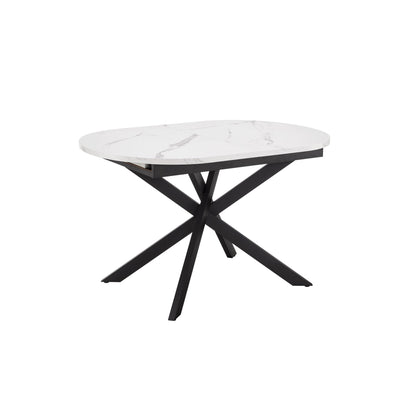 DUS-CC2-05189 Grade-B Dusk Brooke Oval Extendable 4-8 Seater Dining Table - Stone/Black RRP £269.00