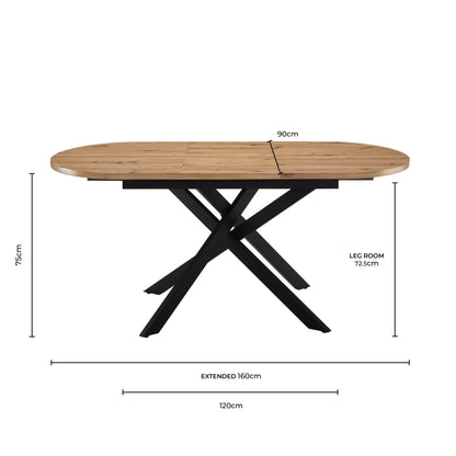 DUS-CC2-05189 Grade-B Dusk Brooke Oval Extendable 4-8 Seater Dining Table - Stone/Black RRP £269.00