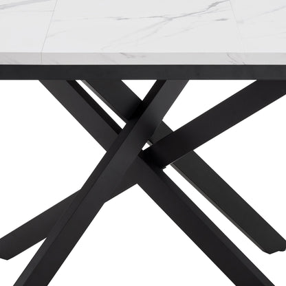 DUS-CC2-05189 Grade-B Dusk Brooke Oval Extendable 4-8 Seater Dining Table - Stone/Black RRP £269.00