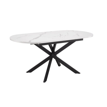 DUS-CC2-05189 Grade-B Dusk Brooke Oval Extendable 4-8 Seater Dining Table - Stone/Black RRP £269.00