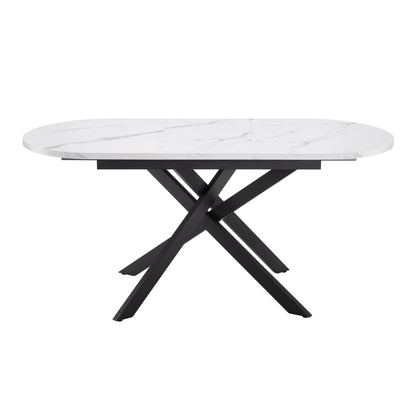 DUS-CC2-05189 Grade-B Dusk Brooke Oval Extendable 4-8 Seater Dining Table - Stone/Black RRP £269.00