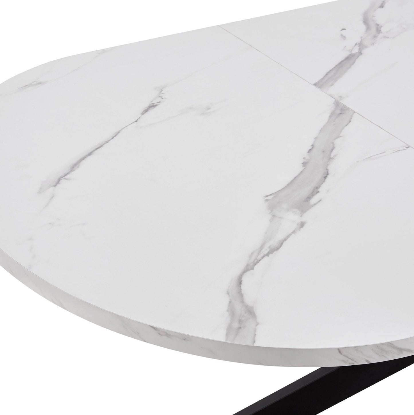 DUS-CC2-05189 Grade-B Dusk Brooke Oval Extendable 4-8 Seater Dining Table - Stone/Black RRP £269.00