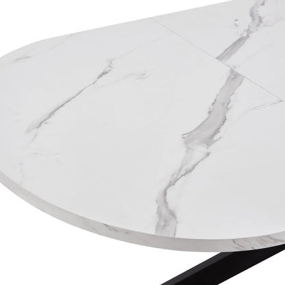 DUS-CC2-05189 Grade-B Dusk Brooke Oval Extendable 4-8 Seater Dining Table - Stone/Black RRP £269.00