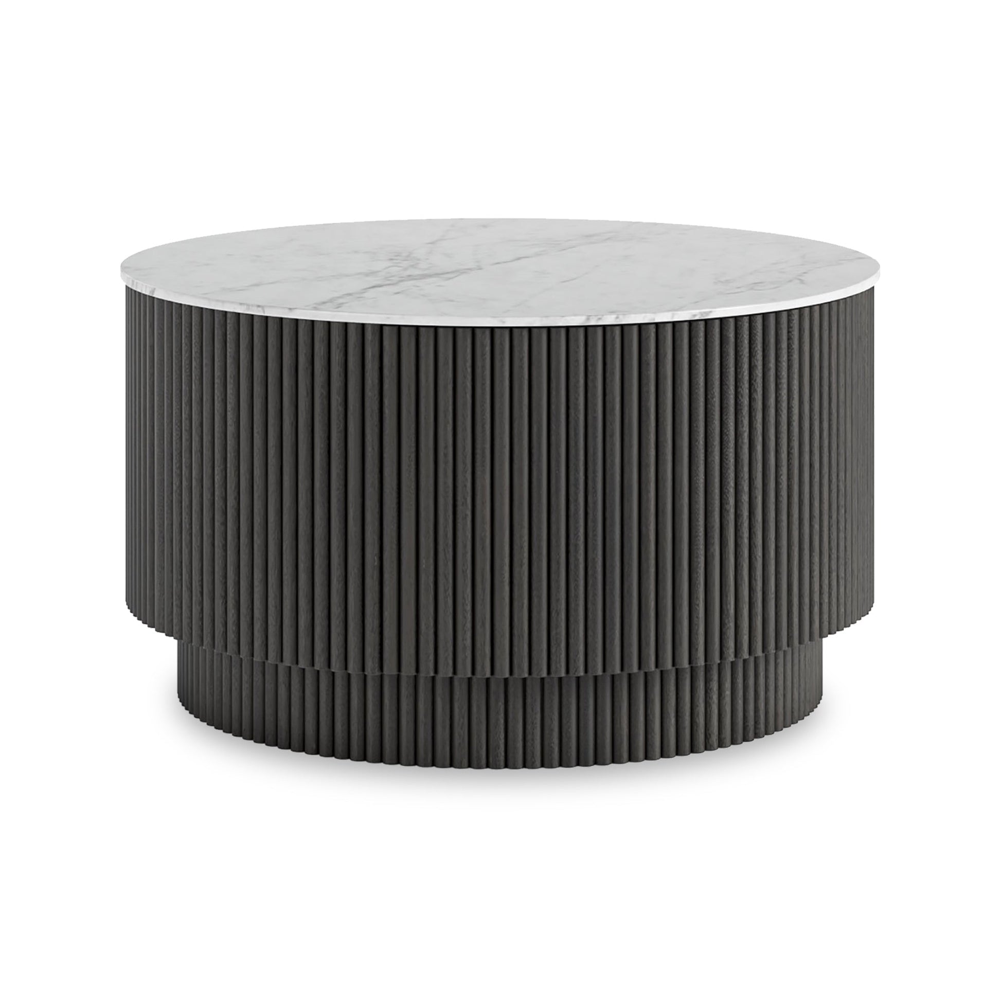 Roseland Grade B Furniture Milo Black Mango Wood & Marble Round Coffee Table RRP £670