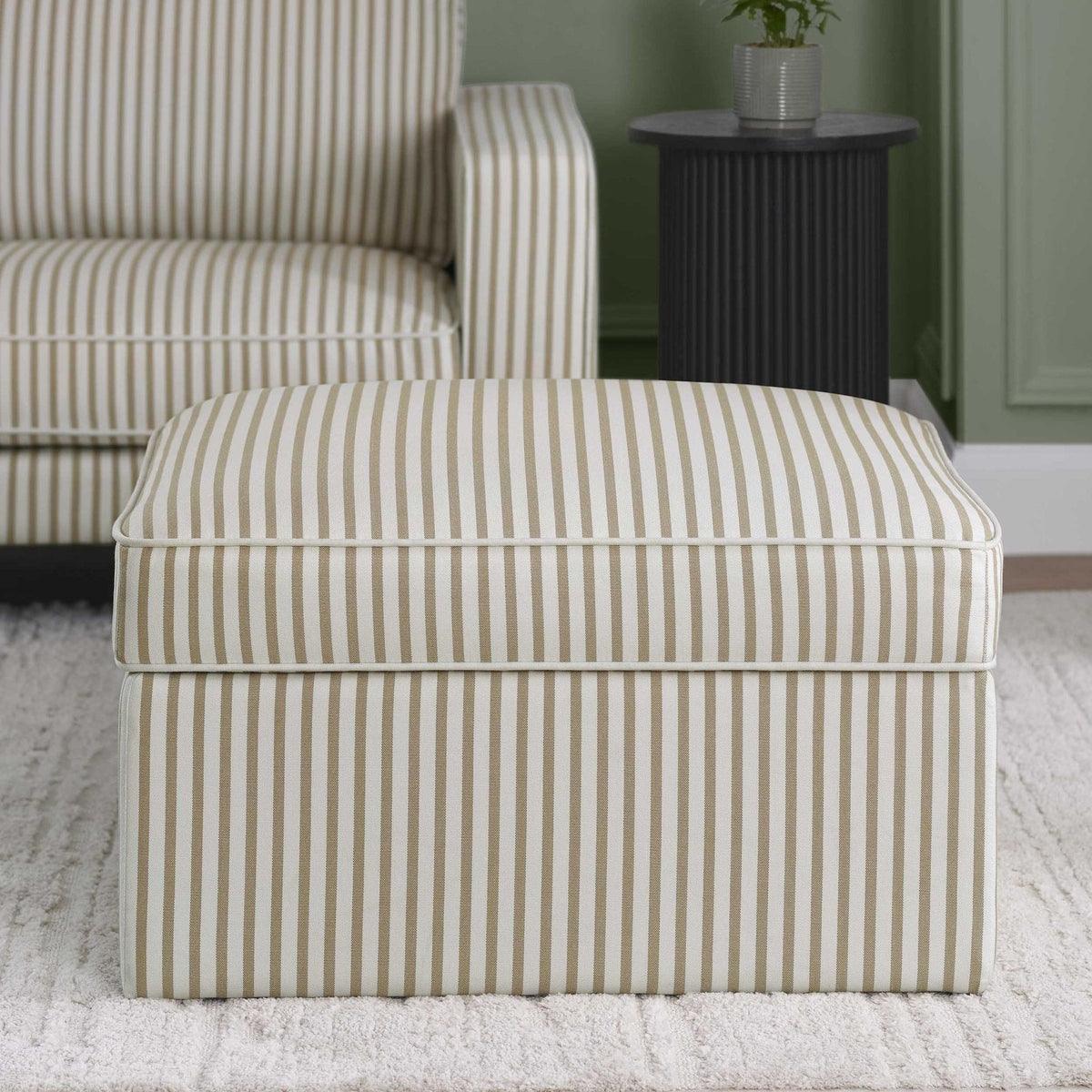 DUS-CC2-08466 Grade-B Dusk Soho Ottoman Storage Pouffe - Sand Stripe RRP £199.00
