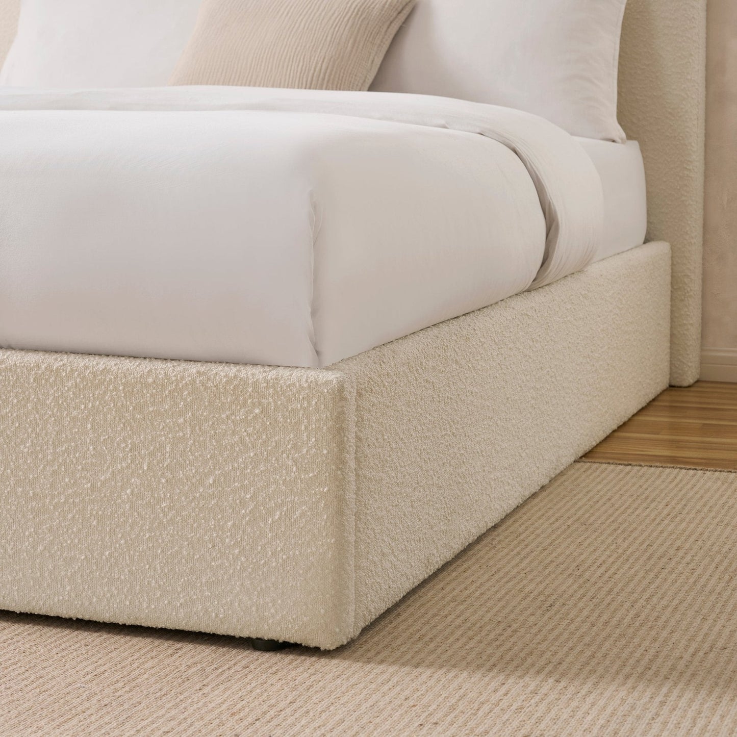 Dusk Grade B Ascot Off White Boucle King Size Ottoman Storage Bed RRP £349
