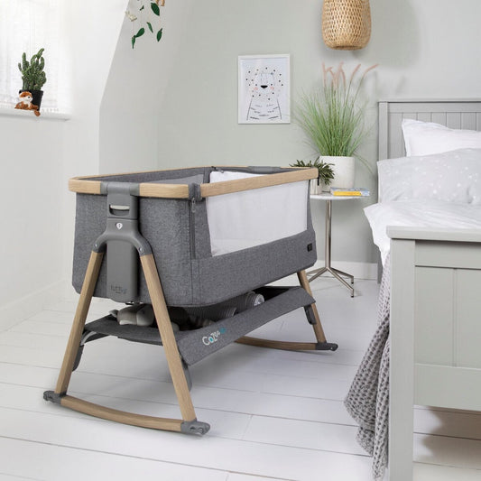 Tutti Bambini Grade B CoZee Air Bedside Crib - Oak/Charcoal RRP £225