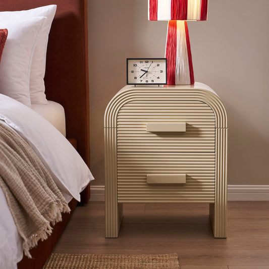Dusk Susie Grade B Sand 2 Drawer Bedside Table RRP £140