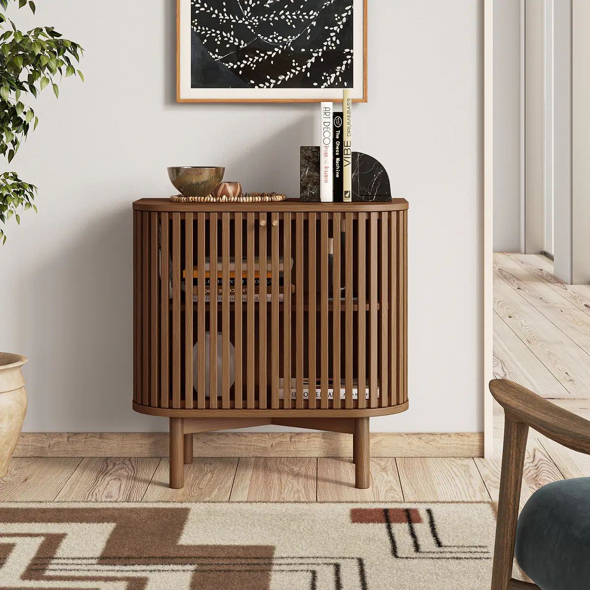 Roseland Grade B Furniture Shorwell Dark Oak Slatted Cupboard RRP £300