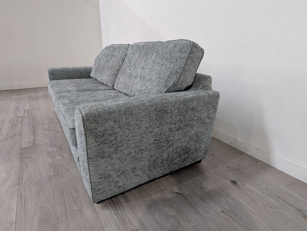  Oak Furnitureland Grade B Melbourne Enzo Duck Egg Fabric 4 Seater Sofa RRP £1249