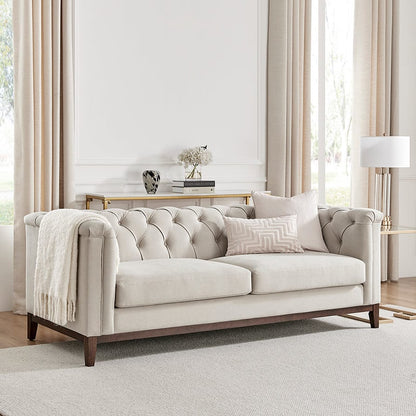 DUS-CC2-05761 Grade-C2 Dusk Chesterfield 3 Seater Sofa - Stone RRP £559.00