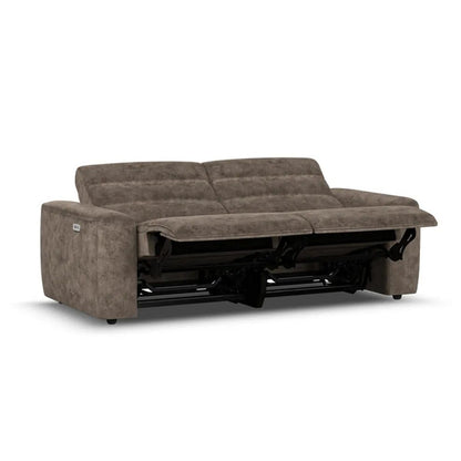 Oak Furnitureland Grade B Cohen Dapple Chocolate 3 Seat Electric Recliner Sofa RRP £1350