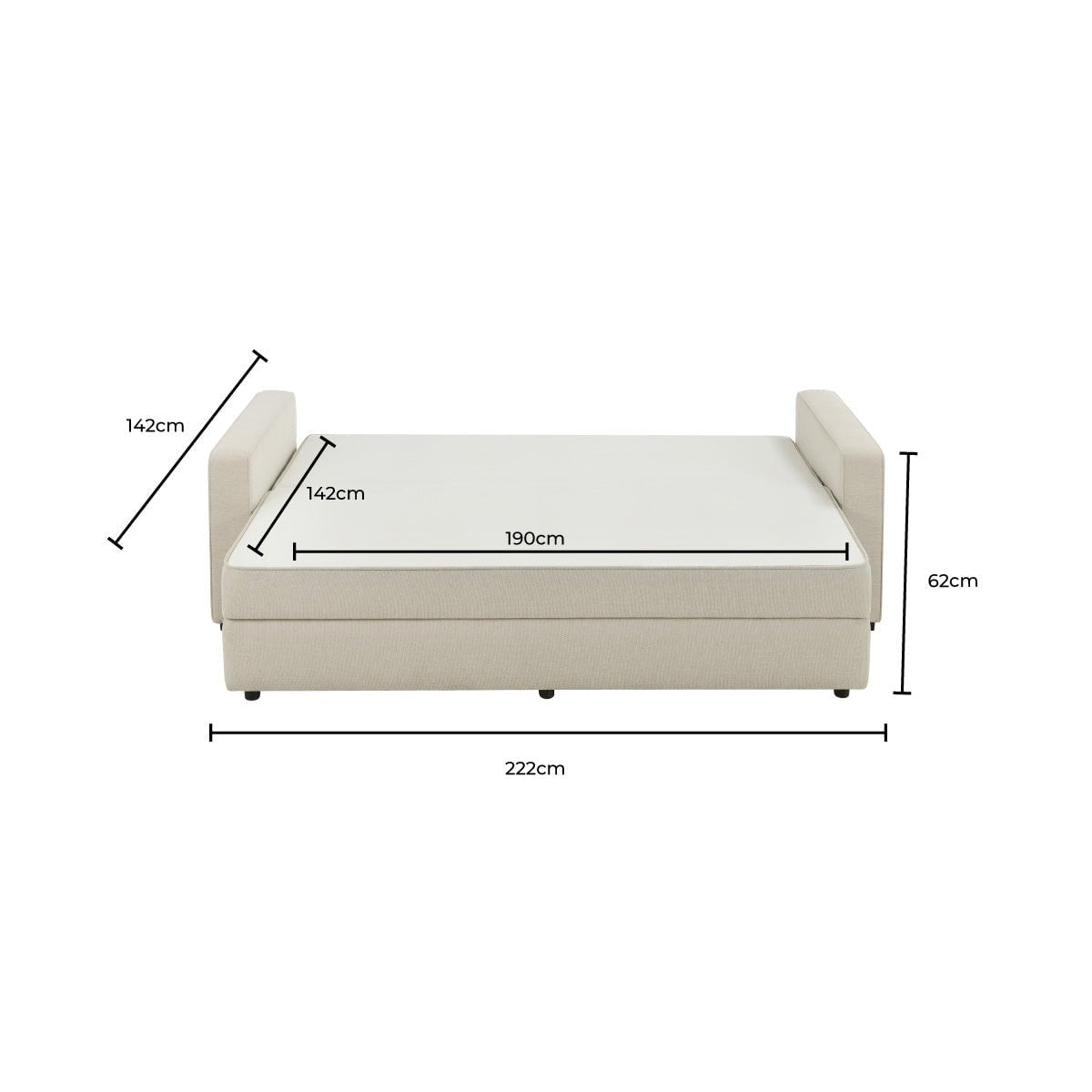 Dusk Soho Grade B Beige Linen Look 2.5 Seater Sofa Bed RRP £799