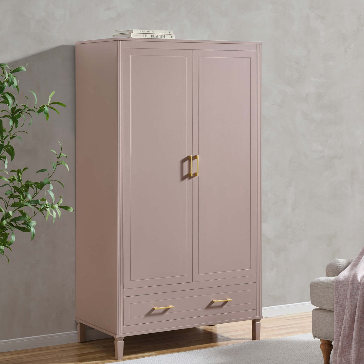Dusk Grade B Sienna Dusty Mauve 2 Door Double Wardrobe with Drawer RRP £319