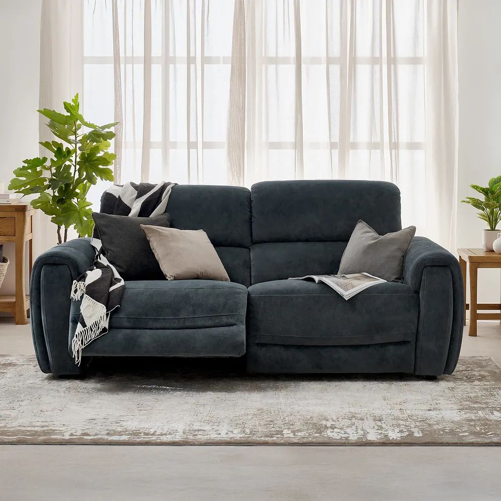  Oak Furnitureland Grade B Arabella Shadow Fabric 3 Seater Power Recliner Sofa RRP £1700