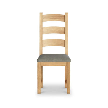 ROS-OUT-01320 Grade-B Roseland Furniture Portland Oak Dining Chair - Oak & Grey RRP £184.95