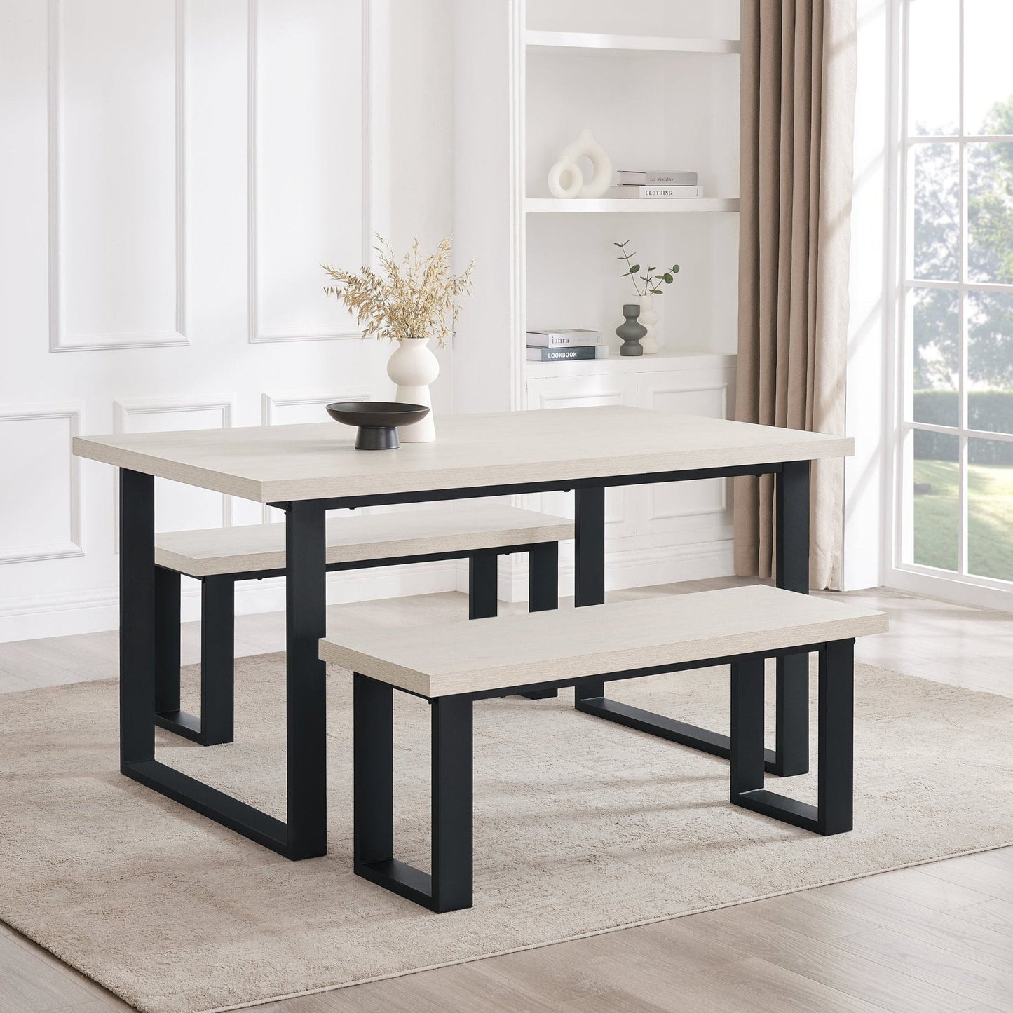 CCY-STO-00457 Grade-B Dusk Harper 4-6 Seater Dining Table - Wood/Black RRP £309