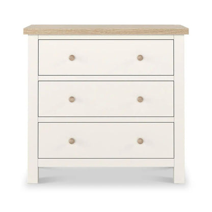 ROS-OUT-00558 Grade-C1 Roseland Furniture Farro Coconut White & Oak 3 Drawer Chest RRP £219.95