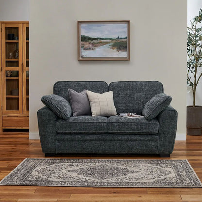 Oak Furnitureland Grade B Melbourne Enzo Slate Fabric 2 Seater Sofa RRP £1080