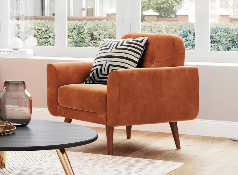 Dreams Grade B Gallway Orange Velvet Armchair RRP £349