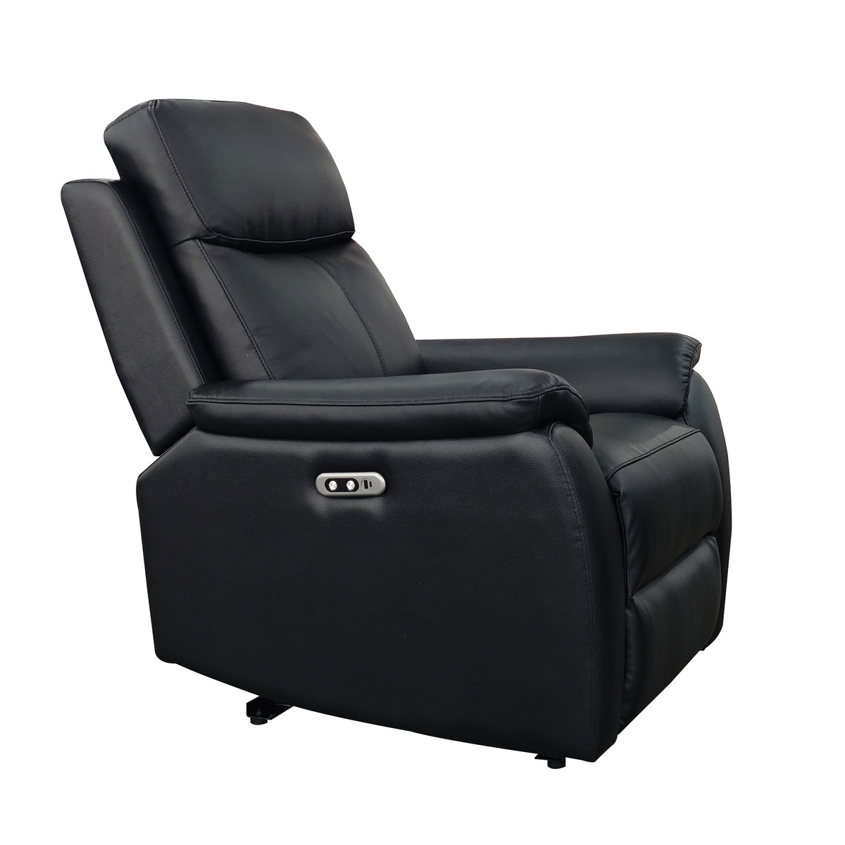 Aspire Kingsmere Grade B Black Leather Power Recliner Armchair RRP £599