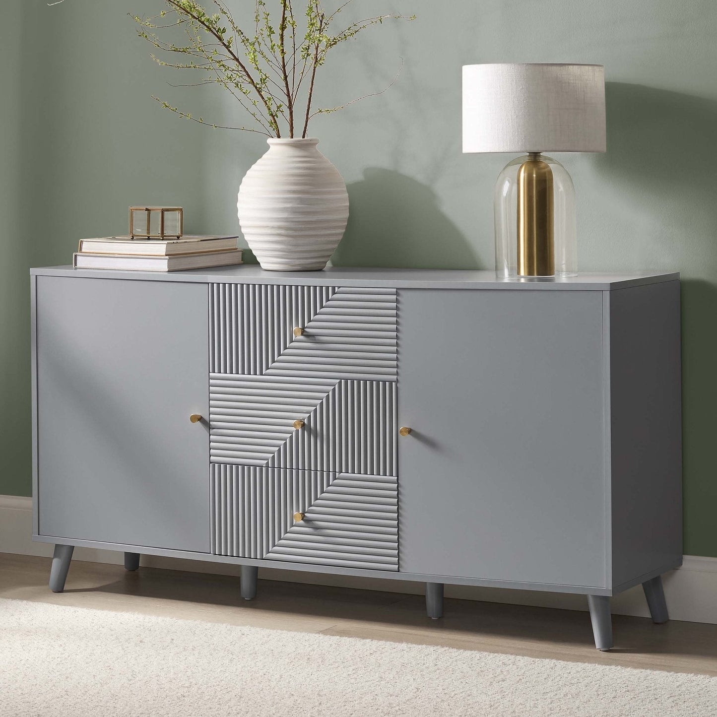 DUS-CC2-04344 Grade-C1 Dusk Dora Large Sideboard with Drawers - Light Grey RRP £217.00