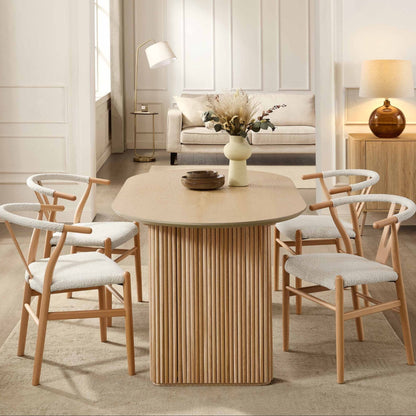 Dusk Grade B Hattie Natural Panel Oval 4-6 Seater Dining Table RRP £429
