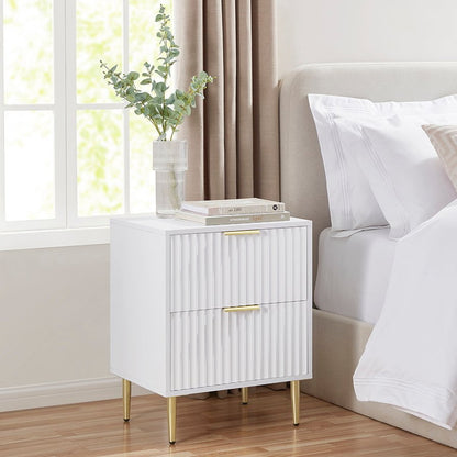 DUS-CC2-05417 Grade-B Dusk Dusk Evie 2 Drawer Bedside Table - Warm White RRP £109 RRP £87.00