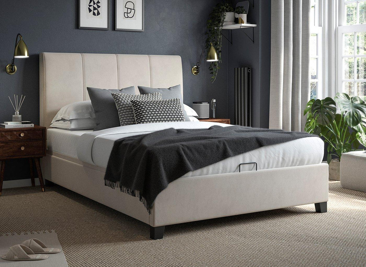 Dreams Francesca Grade B Natural & Suede Touch Super King Ottoman Storage Bed RRP £999