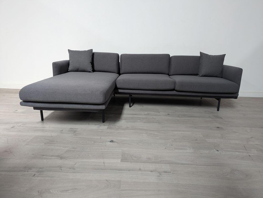 Mid-Century Grade B Modern Dark Grey 3 Seater Left Hand Chaise Corner Sofa RRP £1200